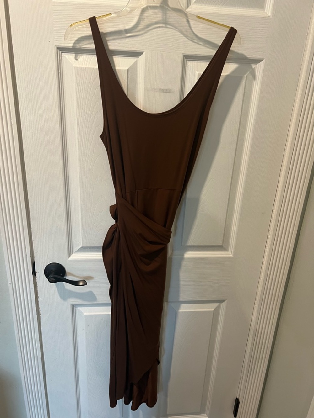 Reformation Brown Sleeveless Knot-Detail Midi Dress